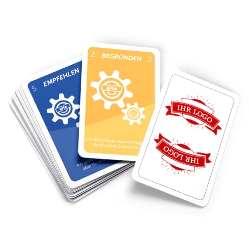 MEINSPIEL - Personalisiertes Delegation Cards Kartenspiel - Mit Ihrem Logo auf Rückseiten und Cover - Spracheversion: Deutsch - Je Spiel 7 Sets á 7 Karten; Format 59x91 mm, Verpackung: Klarsichtetui von MEINSPIEL ECHTE SPIELE - SELBER MACHEN