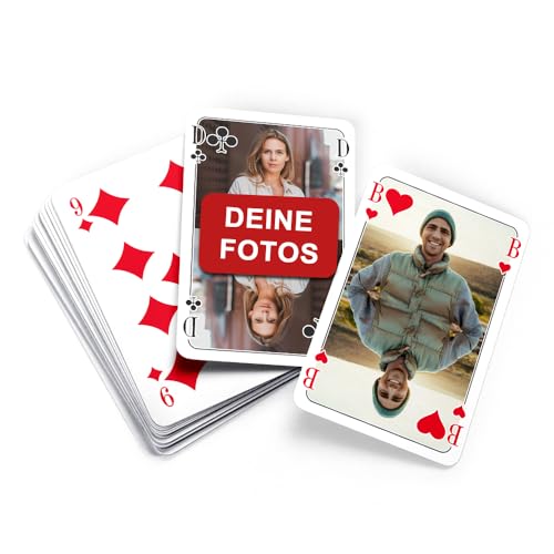 MEINSPIEL - Personalisiertes Skat-Spiel – Eigene Fotos auf Vorder- und Rückseiten, Französisches Skat-Blatt (59x91 mm, 33 Karten), Verpackung: Klarsichtetui von MEINSPIEL ECHTE SPIELE - SELBER MACHEN