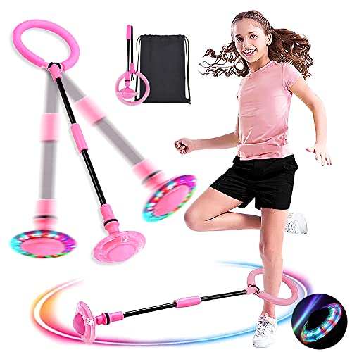 MEISHANG Swing Wheel mit Lichtrad,Kinder Blinkender Springring Fußkreisel,Springender Ball,Faltbarer Flash Jumping Ball, Sprungball von MEISHANG