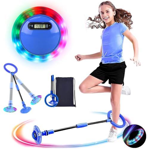 MEISHANG Swing Wheel mit Lichtrad,Springring Fußkreisel Kinder,Swing Wheel mit Zähler,Timer,Kalorienzähler,Kinder Blinkender Springring,Faltbarer Blinkender Sprungball,Geschenke für Mädchen 3+ Jahre von MEISHANG