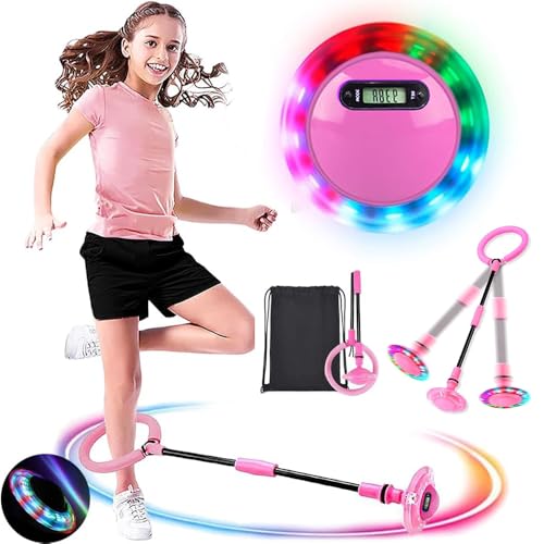 MEISHANG Swing Wheel mit Lichtrad,Springring Fußkreisel Kinder,Swing Wheel mit Zähler,Timer,Kalorienzähler,Kinder Blinkender Springring,Faltbarer Blinkender Sprungball,Geschenke für Mädchen 3+ Jahre von MEISHANG