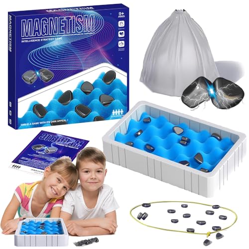 Magnetisches Schachspiel,Magnetic Schachspiel,Tisch-Magnetspiel,Tragbares Schachbrett Magnetisch mit Magnetischen Steinen,Magnetische Schach,Puzzle Checkers Spiel,Multiplayer-Magnetbrettspiel (Blau/2) von MEISHANG