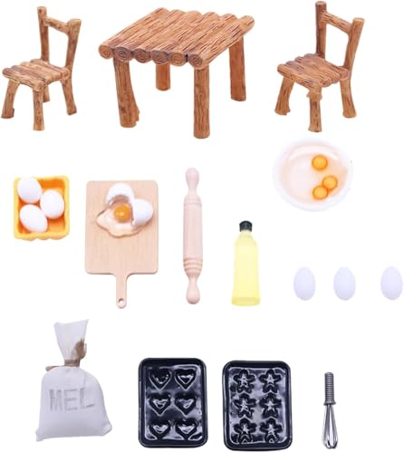 19 Stück Wichtel Zubehör Set, Zubehör Backen für Miniaturwichtel Miniaturzubehör für Puppenhäuser Puppenhaus Backen Zubehör Miniaturmöbel Mini Simulierte Küchengeräte von MEIYAXINWIN