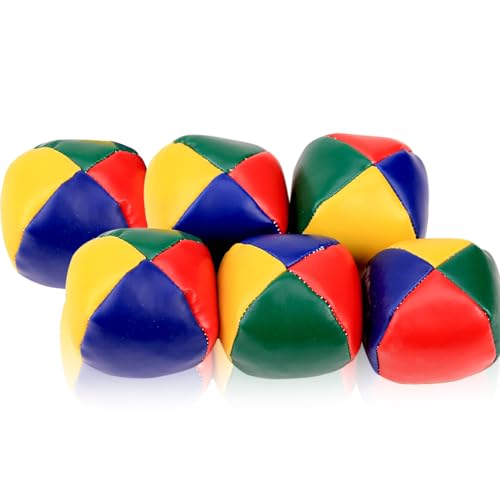 6 Stück Soft Jonglierbälle Kinder, 5cm Farbige Jonglierbälle Vierfarbiges Patchwork Jonglierbälle, Wasserunempfindlich Kinder Ballwurfball Spiele Juggling Balls für Zirkus Clown Kinder und Anfänge von MEIYAXINWIN