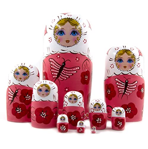 MEIZHITU Traditionelle Matroschkas 10 STÜCKE Hölzerne Matroschka-Puppen Spielzeug Mädchen Russische Schachtelpuppen Kunsthandwerk Geburtstag Russische Matroschka-Puppen von MEIZHITU