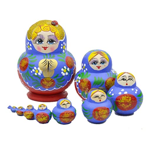 MEIZHITU Traditionelle Matroschkas 10 Stück Matroschka Mädchen Aus Holz Handgefertigte Produkte Spielzeug Geburtstag Russische Verschachtelungspuppen Russische Matroschka-Puppen von MEIZHITU