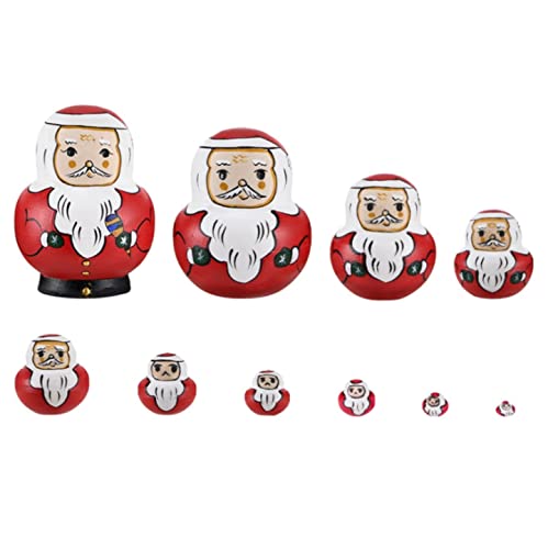 MEIZHITU Traditionelle Matroschkas 10 Stück Russische Puppe Weihnachtsmann Nesting Dolls Set Matroschka Holz Stapeln Verschachteltes Handgemachtes Spielzeug Russische Matroschka-Puppen von MEIZHITU