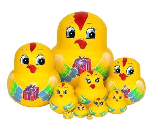 MEIZHITU Traditionelle Matroschkas 10 Teile/Satz Niedliche Tier Nesting Dolls Russische Puppe Stapeln Verschachtelte Handgemachte Matroschka Puppen Russische Matroschka-Puppen von MEIZHITU