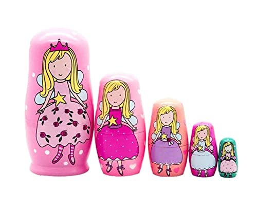 MEIZHITU Traditionelle Matroschkas 5 Stück Nesting Dolls Little Angel Matryoshka Wooden Stacking Nested Handmade Toy for Christmas Matryoshka Russische Matroschka-Puppen von MEIZHITU