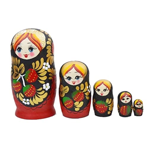 MEIZHITU Traditionelle Matroschkas 5 Stück Russische Nistpuppen Schöne Linde Handgefertigte Bemalte Buche Russische Matroschka-Puppe Spielzeuggeschenk Russische Matroschka-Puppen von MEIZHITU