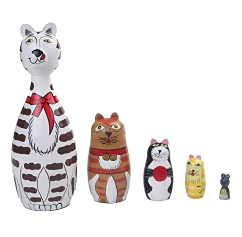 MEIZHITU Traditionelle Matroschkas 5 Stück Süße Nesting Dolls Matroschka, Handgefertigtes Holz-Matroschka-Puppen-Spielzeug-Geschenk Russische Matroschka-Puppen von MEIZHITU