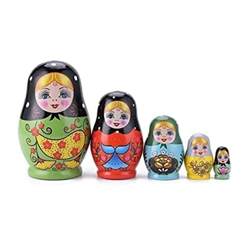 MEIZHITU Traditionelle Matroschkas 5 Stück Verschachtelungspuppen Russische Matroschka-Puppe Kunsthandwerk Russische Verschachtelungspuppen Spielzeuggeschenk Russische Matroschka-Puppen von MEIZHITU