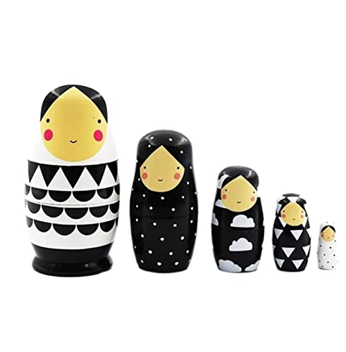 MEIZHITU Traditionelle Matroschkas 5-teilige Russische Nesting-Puppe Für Lern- Und Lernspielzeug Aus Holz Matroschka Für Jungen- Und Mädchengeschenke Russische Matroschka-Puppen von MEIZHITU