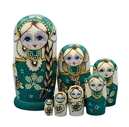 MEIZHITU Traditionelle Matroschkas 7 Stück Hölzerne Russische Nesting Dolls Matroschka Home Decor Ornaments Geschenk Russian Dolls Craft Gift Russische Matroschka-Puppen von MEIZHITU