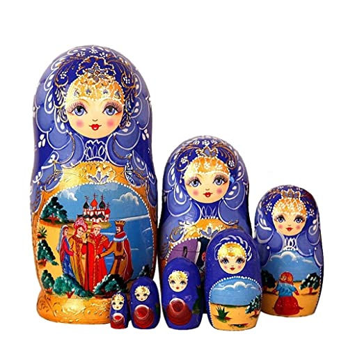 MEIZHITU Traditionelle Matroschkas 7 Stück Souvenir Matryoshka Nesting Doll Handbemalte Russische Puppe Aus Holz Stapelpuppe Geburtstagsgeschenk Russische Matroschka-Puppen von MEIZHITU