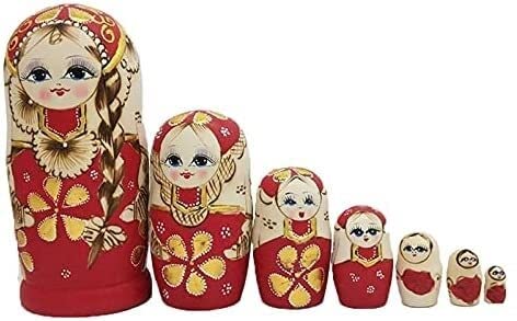 MEIZHITU Traditionelle Matroschkas 7 Stücke Russische Nesting Dolls Holz Matryoshka Spielzeug Weihnachtsdekoration Halloween Wunschgeschenk Russische Matroschka-Puppen von MEIZHITU