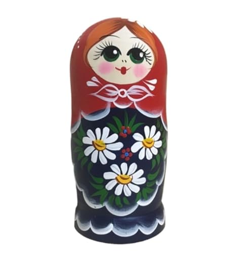 MEIZHITU Traditionelle Matroschkas 7 Teile/Satz Holz Russische Nesting Puppen Blumenmuster Matroschka Handbemalte Puppen Calssical Handwerk Russische Matroschka-Puppen von MEIZHITU