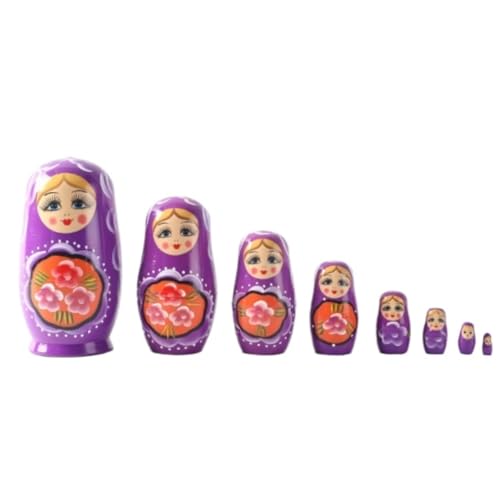 MEIZHITU Traditionelle Matroschkas 8 Schichten handgefertigte russische Matroschka-Stapelpuppe aus Holz für die Inneneinrichtung Russische Matroschka-Puppen(Purple) von MEIZHITU