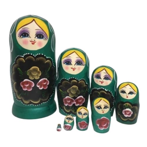 MEIZHITU Traditionelle Matroschkas 8 Teile/Satz Holz Russische Nesting Puppen Matroschka Handbemalte Puppen Klassisches Handwerk Russische Matroschka-Puppen von MEIZHITU