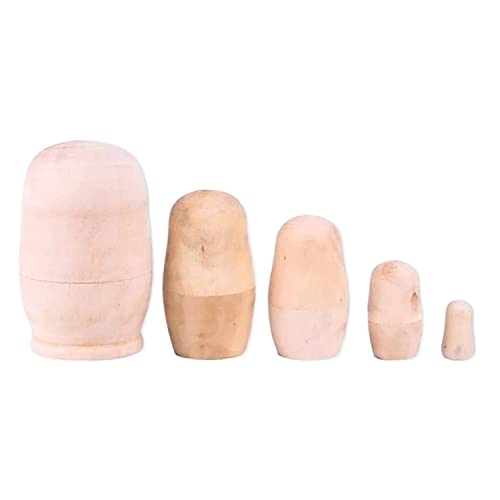 MEIZHITU Traditionelle Matroschkas Blankes Russisches Nesting-Puppen-Set, 5-teilig, Unfertige Nesting-Puppen, Russische Nesting-Puppen Für Bemalen Russische Matroschka-Puppen von MEIZHITU