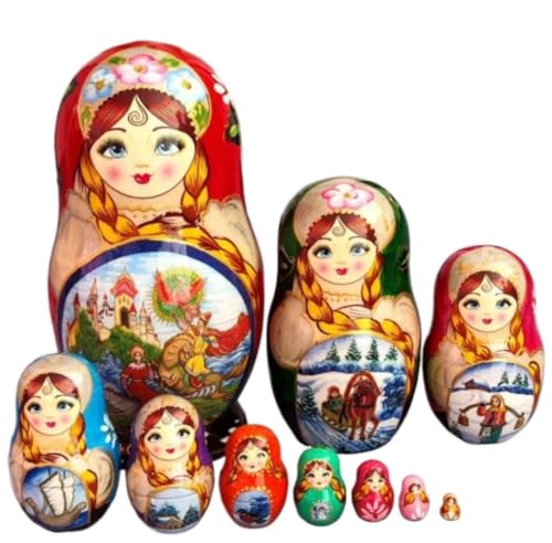MEIZHITU Traditionelle Matroschkas Matroschka-Puppen-Set, 10 Stück, Mit Schwanensee-Figuren, Schwanensee-Dekoration Russische Matroschka-Puppen von MEIZHITU