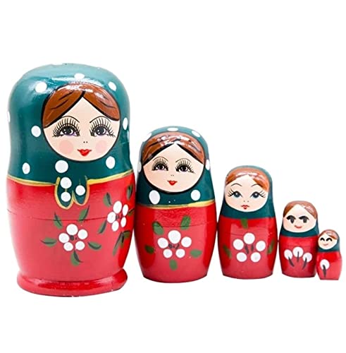 MEIZHITU Traditionelle Matroschkas Matroschka-Set Babuschka-Set 5-teiliges Russisches Nesting-Puppen Aus Holz, Handgefertigt, Handbemalt Russische Matroschka-Puppen von MEIZHITU