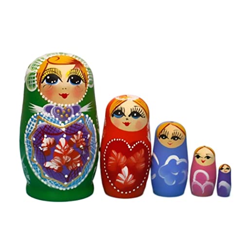 MEIZHITU Traditionelle Matroschkas Matryoshka Puppe Russische Puppen Spezialität 5 Stück Spielzeug Matryoshka Nisting Dolls Russische Matroschka-Puppen(D) von MEIZHITU