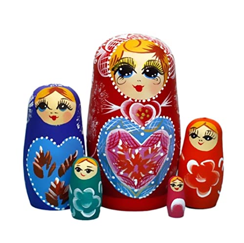 MEIZHITU Traditionelle Matroschkas Matryoshka Puppe Russische Puppen Spezialität 5 Stück Spielzeug Matryoshka Nisting Dolls Russische Matroschka-Puppen(E) von MEIZHITU