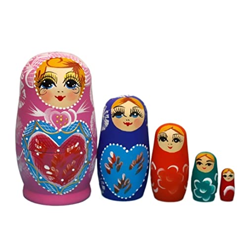 MEIZHITU Traditionelle Matroschkas Matryoshka Puppe Russische Puppen Spezialität 5 Stück Spielzeug Matryoshka Nisting Dolls Russische Matroschka-Puppen(F) von MEIZHITU