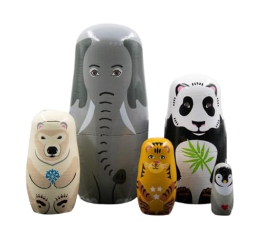 MEIZHITU Traditionelle Matroschkas Panda-Nistpuppen-Set, 5 Stück, Panda-Bär Für Mädchen, Panda-Dekor, Matroschka-Puppen Mit Panda-Figuren Russische Matroschka-Puppen von MEIZHITU