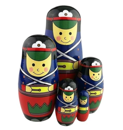 MEIZHITU Traditionelle Matroschkas Puppen-Nistset, 5er-Set, Stapelbare Nistpuppe, Handgefertigte Weihnachtsdekoration Aus Holz Russische Matroschka-Puppen von MEIZHITU
