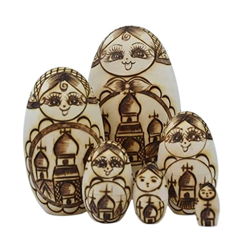 MEIZHITU Traditionelle Matroschkas Russische Matrjoschka-Puppe, 6 Stück, Holzpuppen, Spielzeug, Heimdekoration, Kunsthandwerk, Geschenk Russische Matroschka-Puppen von MEIZHITU