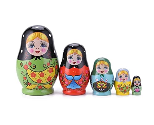 MEIZHITU Traditionelle Matroschkas Russische Matrjoschka-Puppe Aus Holz Mit 5 Schichten, Farbig Bemalt, Für Geburtstagsgeschenke, Kunsthandwerk, Dekoration Russische Matroschka-Puppen von MEIZHITU