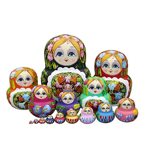 MEIZHITU Traditionelle Matroschkas Russische Matroschka 15 Stück Matroschka Russische Puppen Exquisites Kunsthandwerk Russische Matroschka-Puppen von MEIZHITU