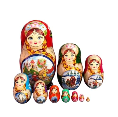 MEIZHITU Traditionelle Matroschkas Russische Matroschka-Puppen-Set, 10 Stück, Russische Puppen Zur Dekoration, Matroschka-Puppe Mit Dekoration Russische Matroschka-Puppen von MEIZHITU