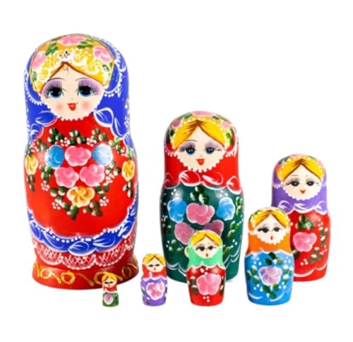 MEIZHITU Traditionelle Matroschkas Russische Matroschka-Puppen-Set, 7-teilig, Russische Puppen Zur Dekoration, Matroschka-Puppe Mit Dekoration Russische Matroschka-Puppen von MEIZHITU