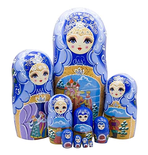 MEIZHITU Traditionelle Matroschkas Russische Nesting Dolls Holz Matroschka Stapeln Nested Set 10 Stück Handgefertigte Spielzeuge Für Geburtstag Russische Matroschka-Puppen von MEIZHITU