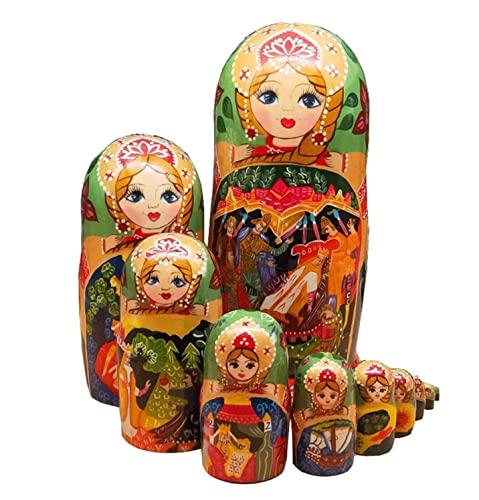 MEIZHITU Traditionelle Matroschkas Russische Puppe Traditionelle Matrjoschka-Puppe 10 Stück Nesting Dolls Handgemachte Geschenke Für Geburtstag Weihnachten Russische Matroschka-Puppen von MEIZHITU