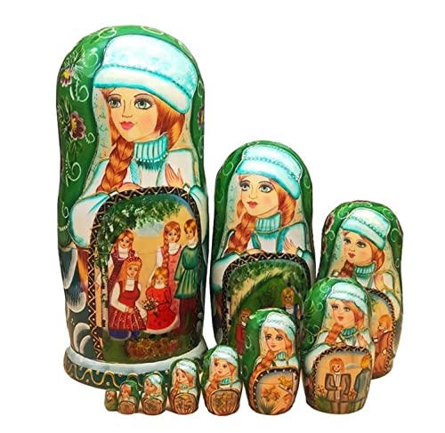 MEIZHITU Traditionelle Matroschkas Russische Puppe Traditionelle Matroschka 10 Stück Handbemalte Russische Nesting Dolls Geschenke Für Weihnachten Geburtstag Russische Matroschka-Puppen von MEIZHITU