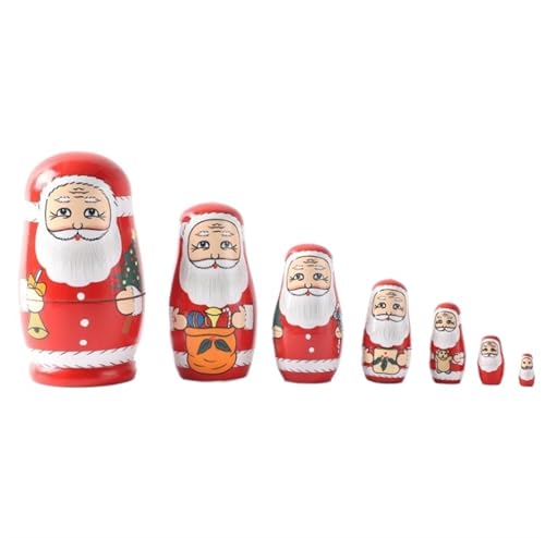 MEIZHITU Traditionelle Matroschkas Russisches Matroschka-Puppen-Set, 7/8-teilig, Weihnachts-Nistpuppen – Handgefertigte Stapelpuppen Aus Holz Russische Matroschka-Puppen(B) von MEIZHITU