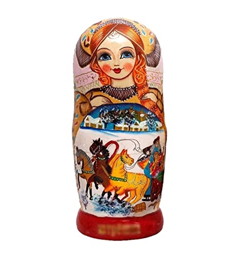 MEIZHITU Traditionelle Matroschkas Russisches Nesting Dolls Set 10-teiliges Matroschka-Holzstapel-handgemachtes Spielzeug für Weihnachten-Geburtstags-Geschenk Russische Matroschka-Puppen von MEIZHITU