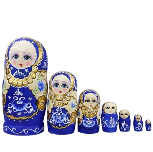 MEIZHITU Traditionelle Matroschkas Russisches Nistpuppen-Set, 7-teiliges Russisches Stapel-Matroschka-Puppen, Handgefertigte Holzpuppen Russische Matroschka-Puppen von MEIZHITU