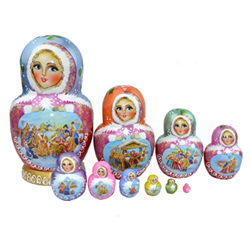 Traditionelle Matroschkas 10 Stück Matrjoschka-Puppen Aus Holz, Mädchen, Russische Verschachtelung, Handbemalt, Kunsthandwerk, Geburtstagsgeschenk, Russische Verschachtelungspuppen Russische Matroschk von MEIZHITU