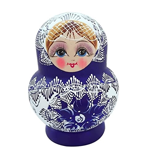 Traditionelle Matroschkas 10 Stücke Russische Nesting Dolls Holz Matrjoschka Handgemachtes Spielzeug Handwerk Dekor Spielzeug Geburtstag Weihnachten Neujahr Geschenk Russische Matroschka-Puppen von MEIZHITU