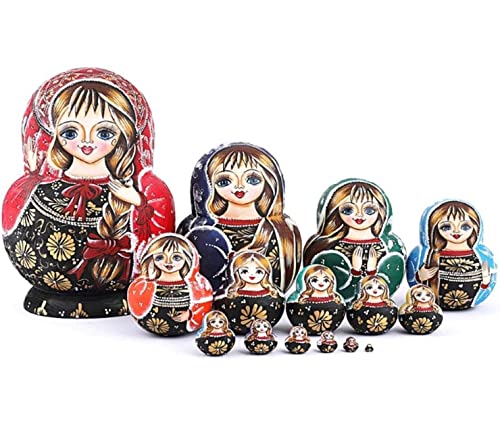 Traditionelle Matroschkas 15 Stück Nesting Dolls Handbemalte Russische Puppe, Die Verschachtelte Handgefertigte Spielzeuge Für Weihnachten Stapelt, Die Ein Geschenk Wünschen Russische Matroschka-Puppe von MEIZHITU