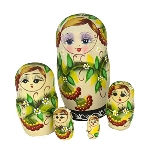 Traditionelle Matroschkas 5 Stücke Matrjoschka Mädchen Handgemachte Matrjoschka Wunschpuppen Russische Verschachtelungspuppen Aus Holz Für Weihnachtsgeburtstagsgeschenke Russische Matroschka-Puppen von MEIZHITU