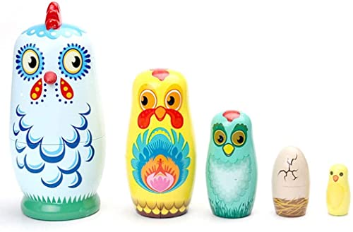 Traditionelle Matroschkas Matryoshka Russische Nistpuppen Matryoshka Holz Stapel verschachtelte Set 5 PCs handgefertigtes Spielzeug for Kinder Kinder Geburtstagsdekoration Russian Dolls Russische Matr von MEIZHITU