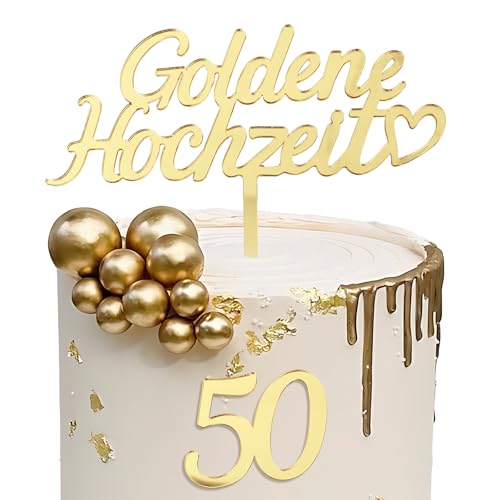 MEJOSER 2 Stk. Tortendeko Goldene Hochzeit Deko Cake Topper + Zahl 50 Torten Topper Kuchendeko Gold für 50 Hochzeitstag Goldhochzeit Geschenke Jahrestag Frauen Männer MEJOSER 2 Stk. Tortendeko Goldene Hochzeit Deko Cake Topper + Zahl 50 Torten Topper Kuchendeko Gold für 50 Hochzeitstag Goldhochzeit Geschenke Jahrestag Frauen Männer von MEJOSER