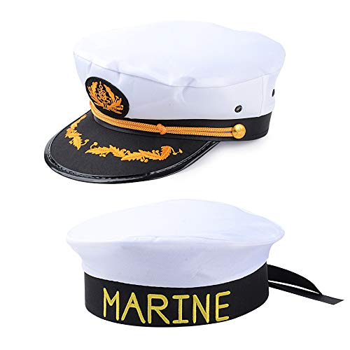 MEJOSER 2 Style Kapitänsmütze Marine Matrosenmütze Captain Seemann Hut Navy Sailor Mütze Kostüm Fasching Karneval Party Fotoshooting Junggesellenabschied von MEJOSER