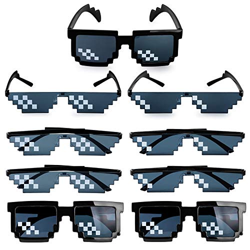 9er (3Muster) Party Sonnenbrille Mosaik Brille Spaß Lustige 8 Bit MLG Fun Brille Deal with it Pixel Thug Life Brille Accessoire für Karneval/Fasching Party Cosplay Kostüm Halloween JGA Geburtstag von MEJOSER